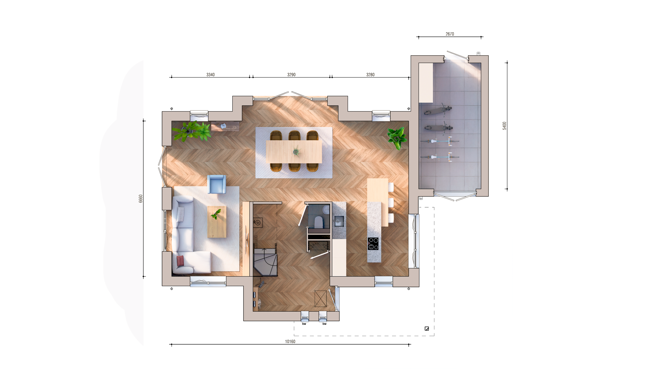Plattegrond begane grond 213 Vrijstaande villa Boomgaerde